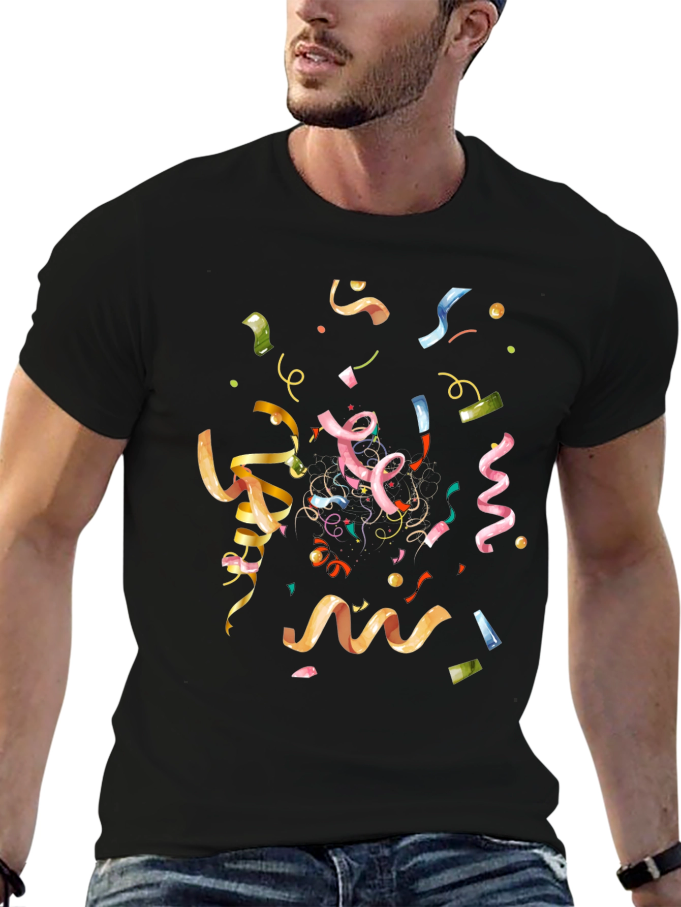 Confetti Celebration Black T-Shirt