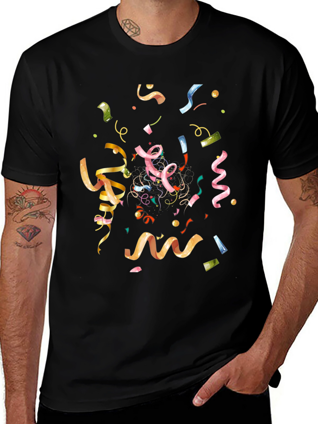 Confetti Celebration Black T-Shirt
