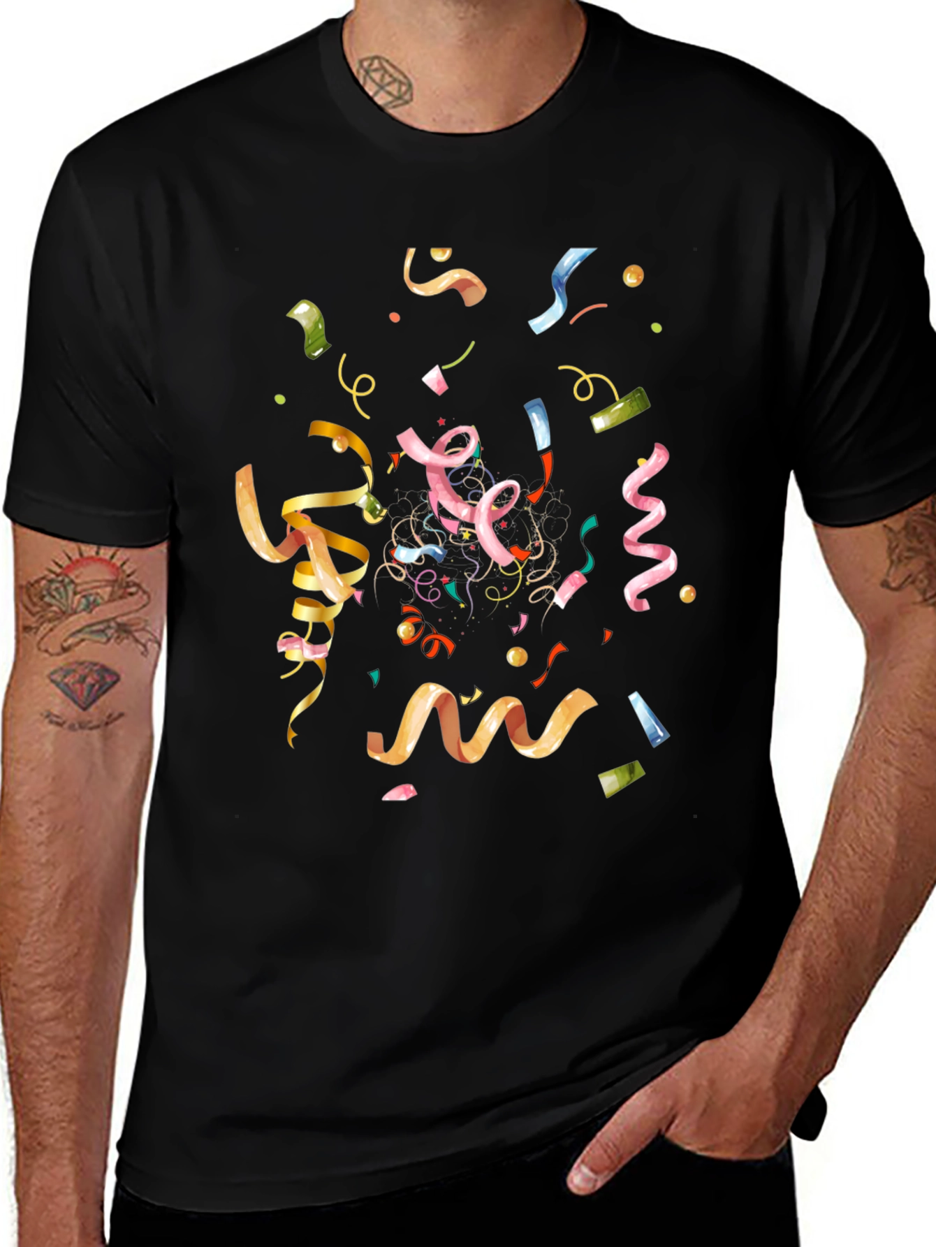 Confetti Celebration Black T-Shirt