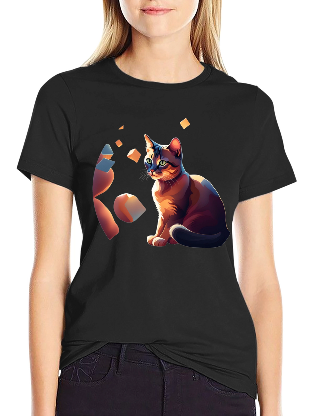 Abstract Cat Art Graphic Tee - Stylish Unisex Shirt