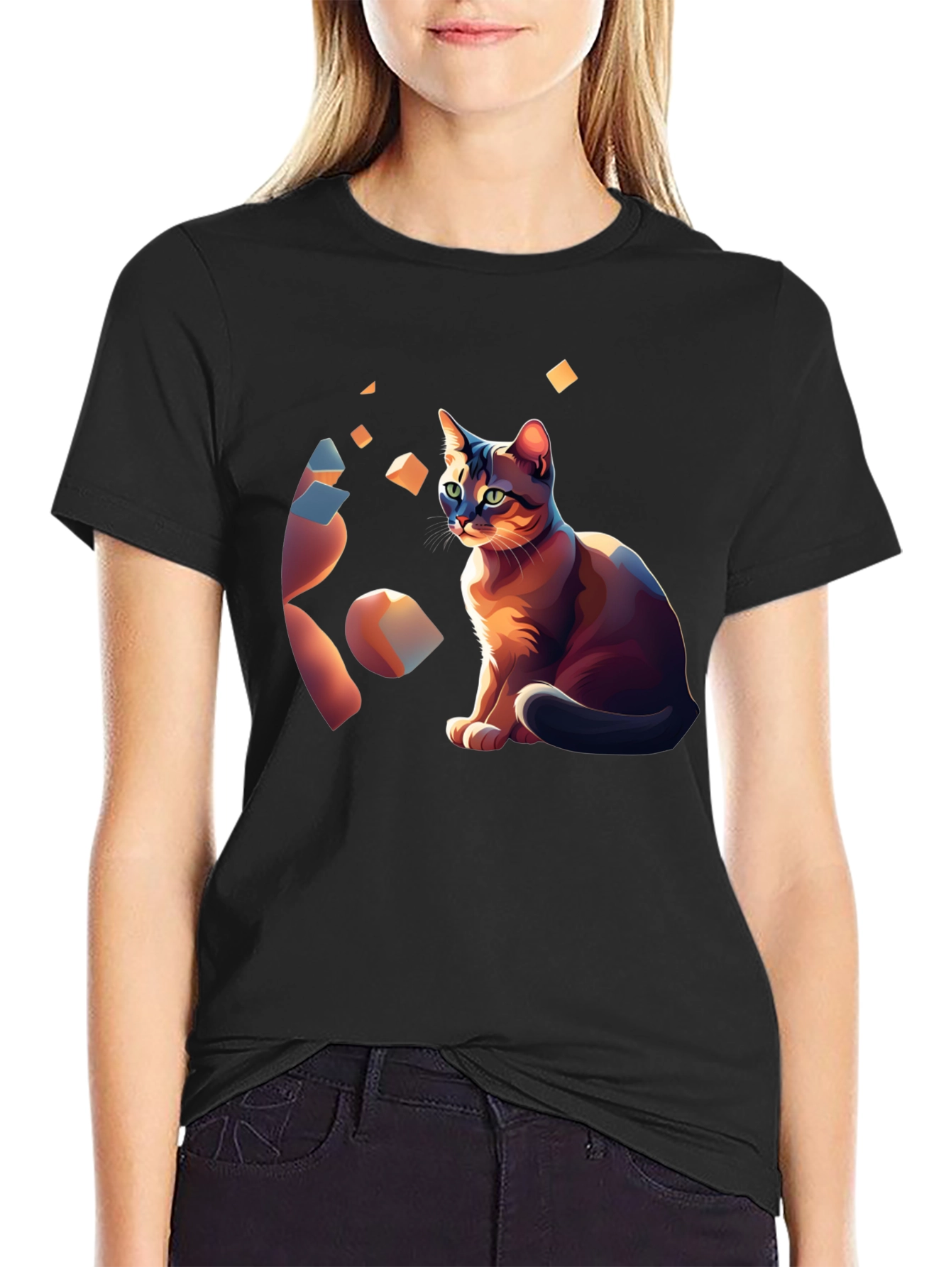 Abstract Cat Art Graphic Tee - Stylish Unisex Shirt