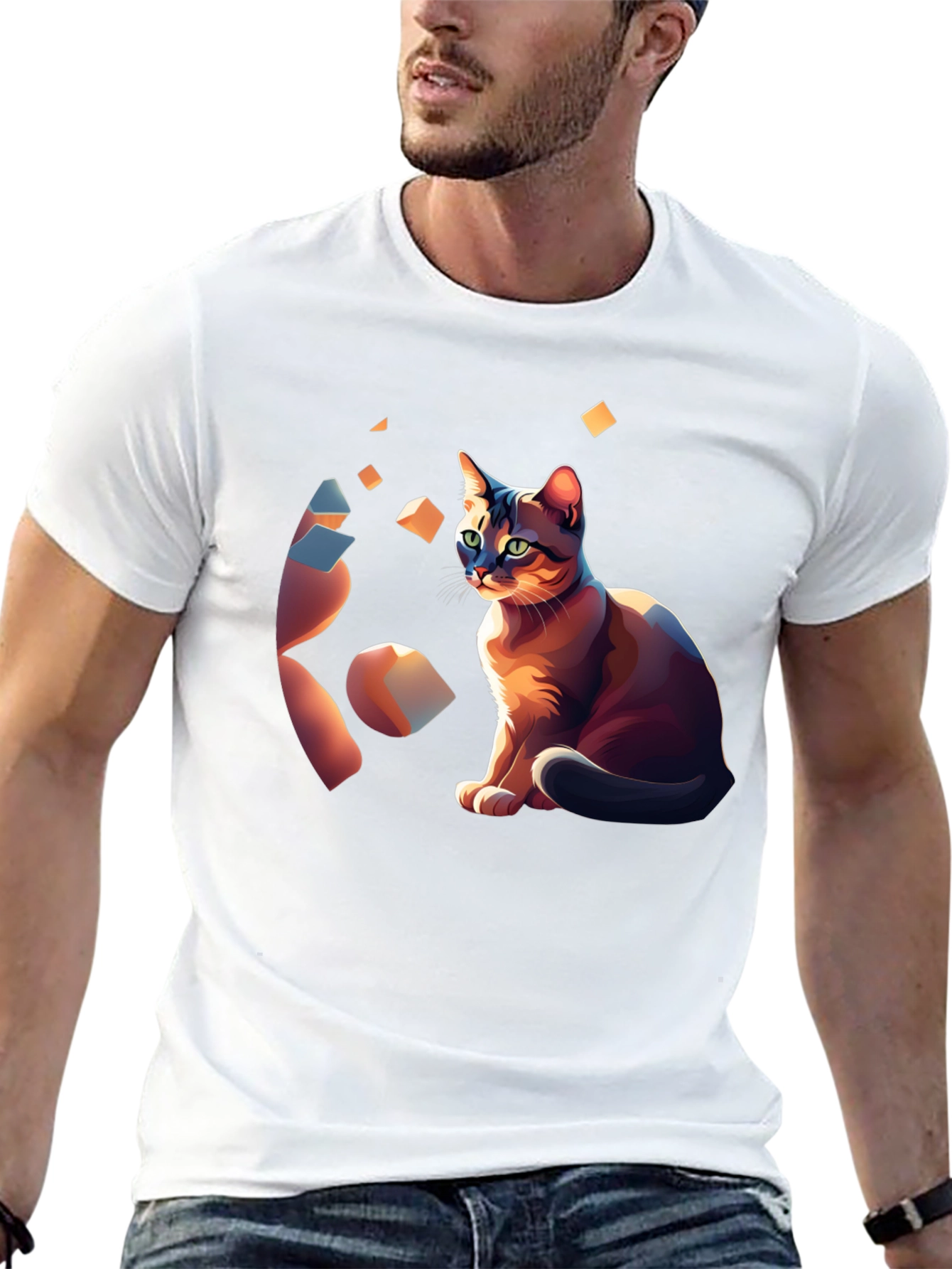 Abstract Cat Art Graphic Tee - Stylish Unisex Shirt