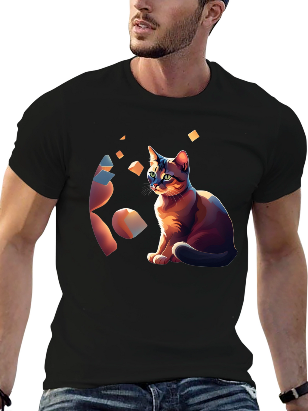 Abstract Cat Art Graphic Tee - Stylish Unisex Shirt