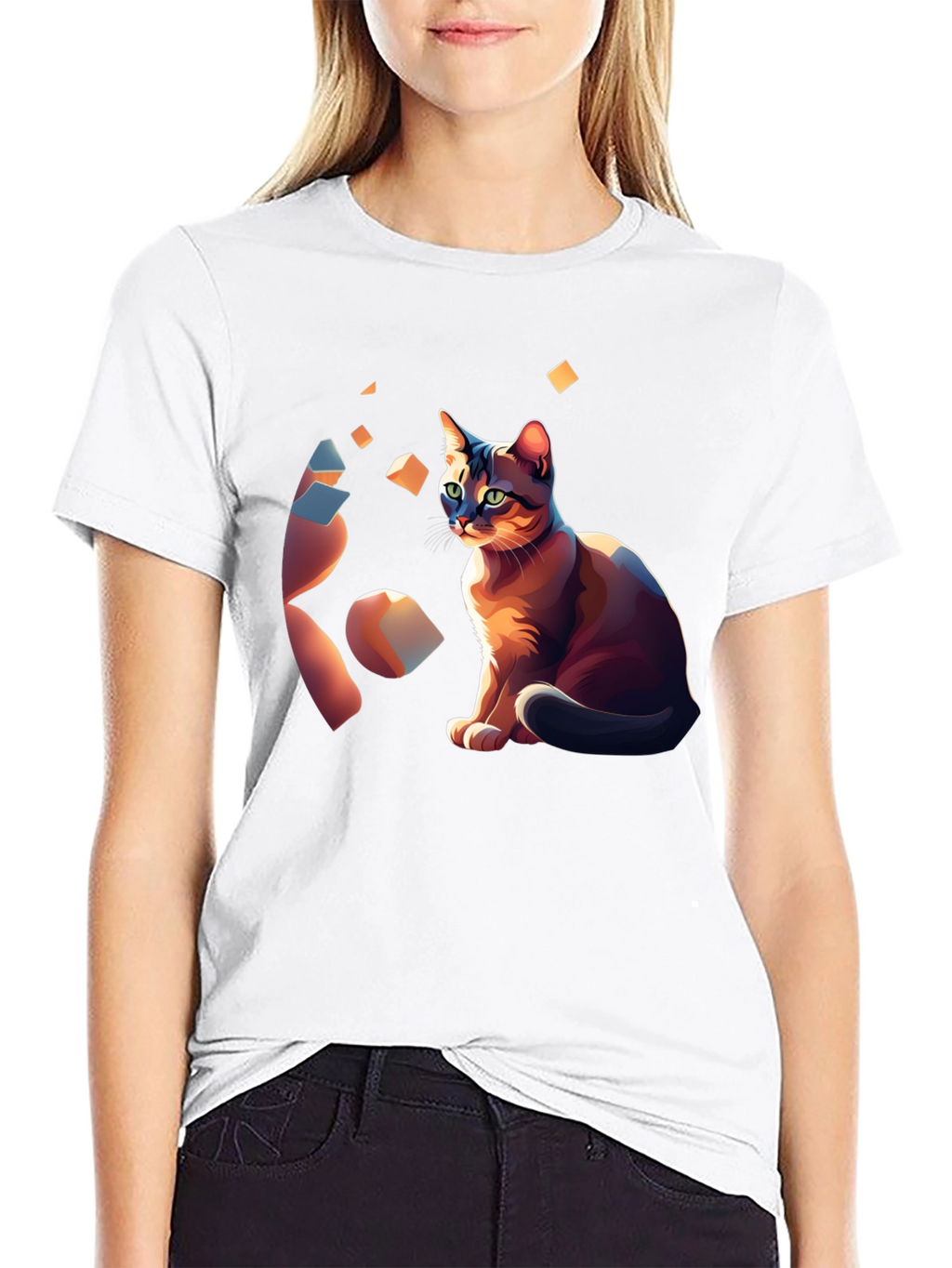 Abstract Cat Art Graphic Tee - Stylish Unisex Shirt