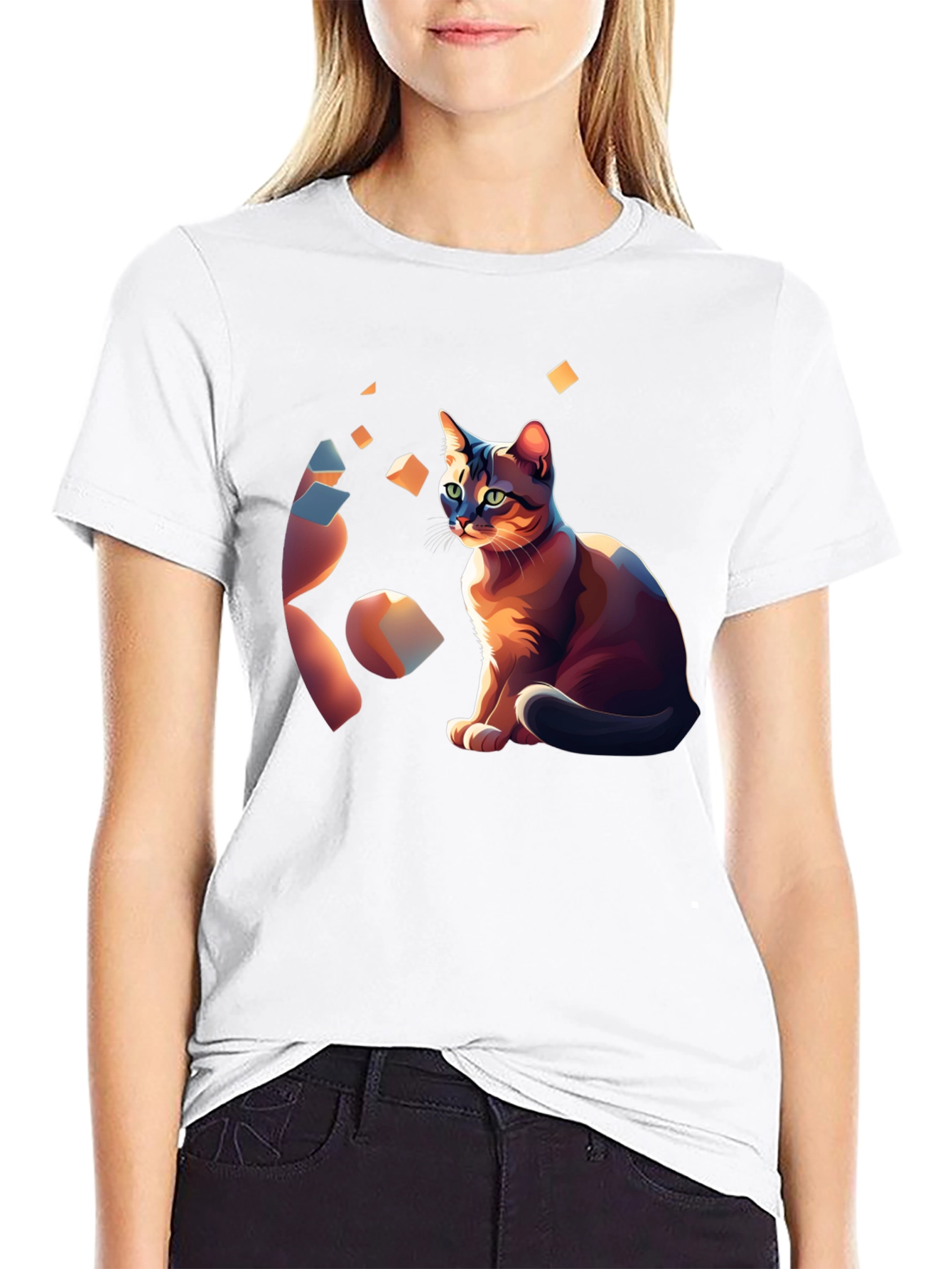Abstract Cat Art Graphic Tee - Stylish Unisex Shirt