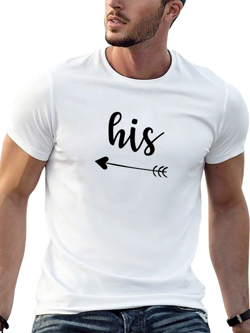 His Arrow Graphic Tee - Black Casual T-Shirt
