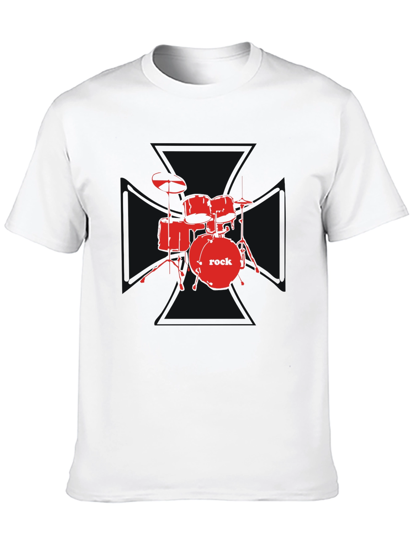 Rock Drum Set Graphic Tee - Black
