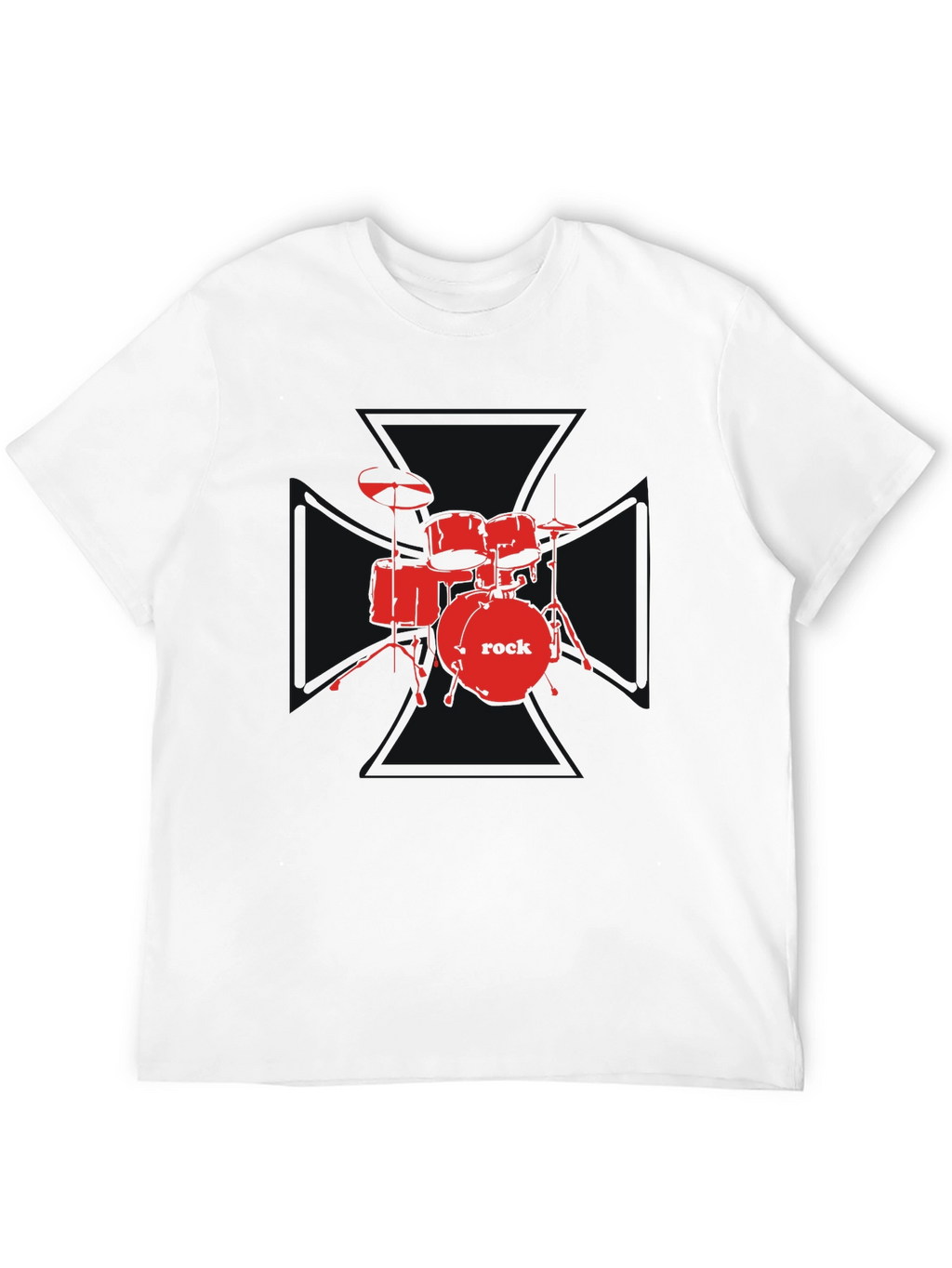 Rock Drum Set Graphic Tee - Black