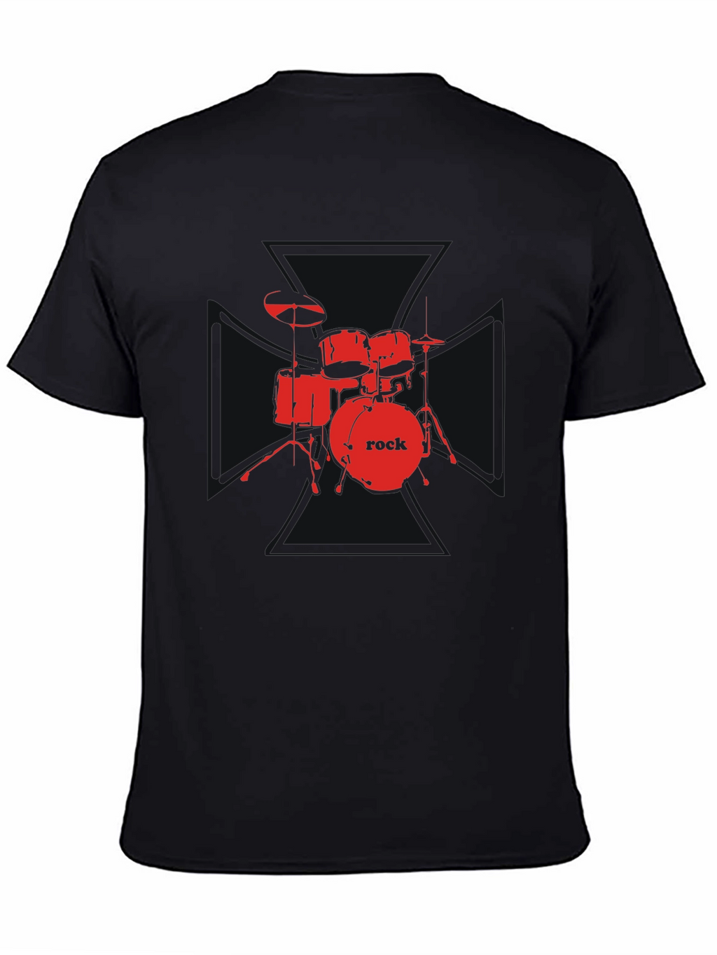 Rock Drum Set Graphic Tee - Black
