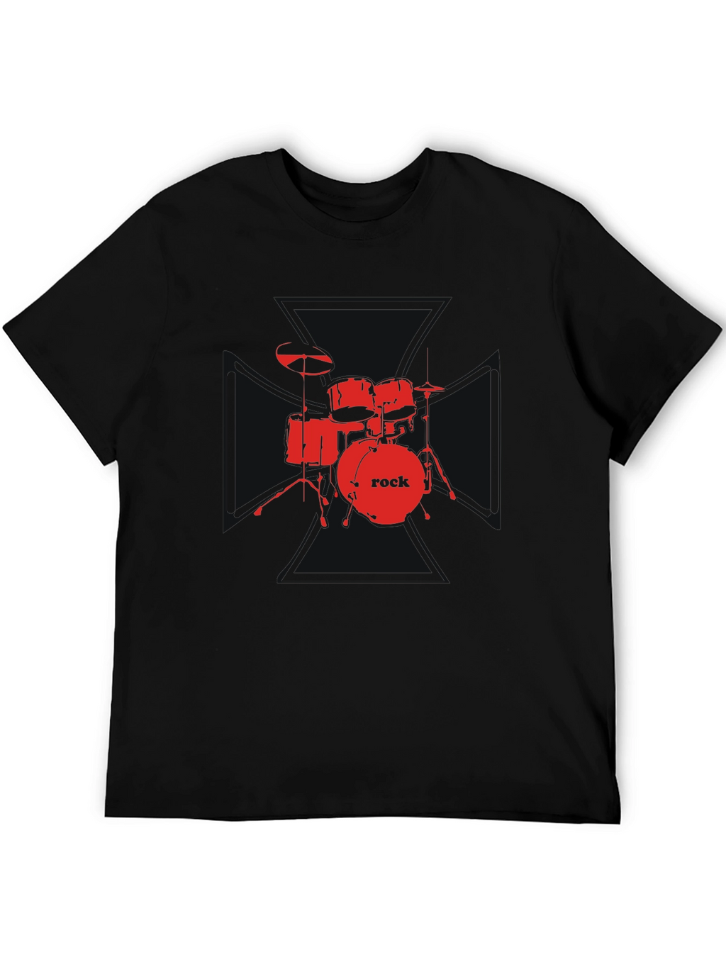 Rock Drum Set Graphic Tee - Black