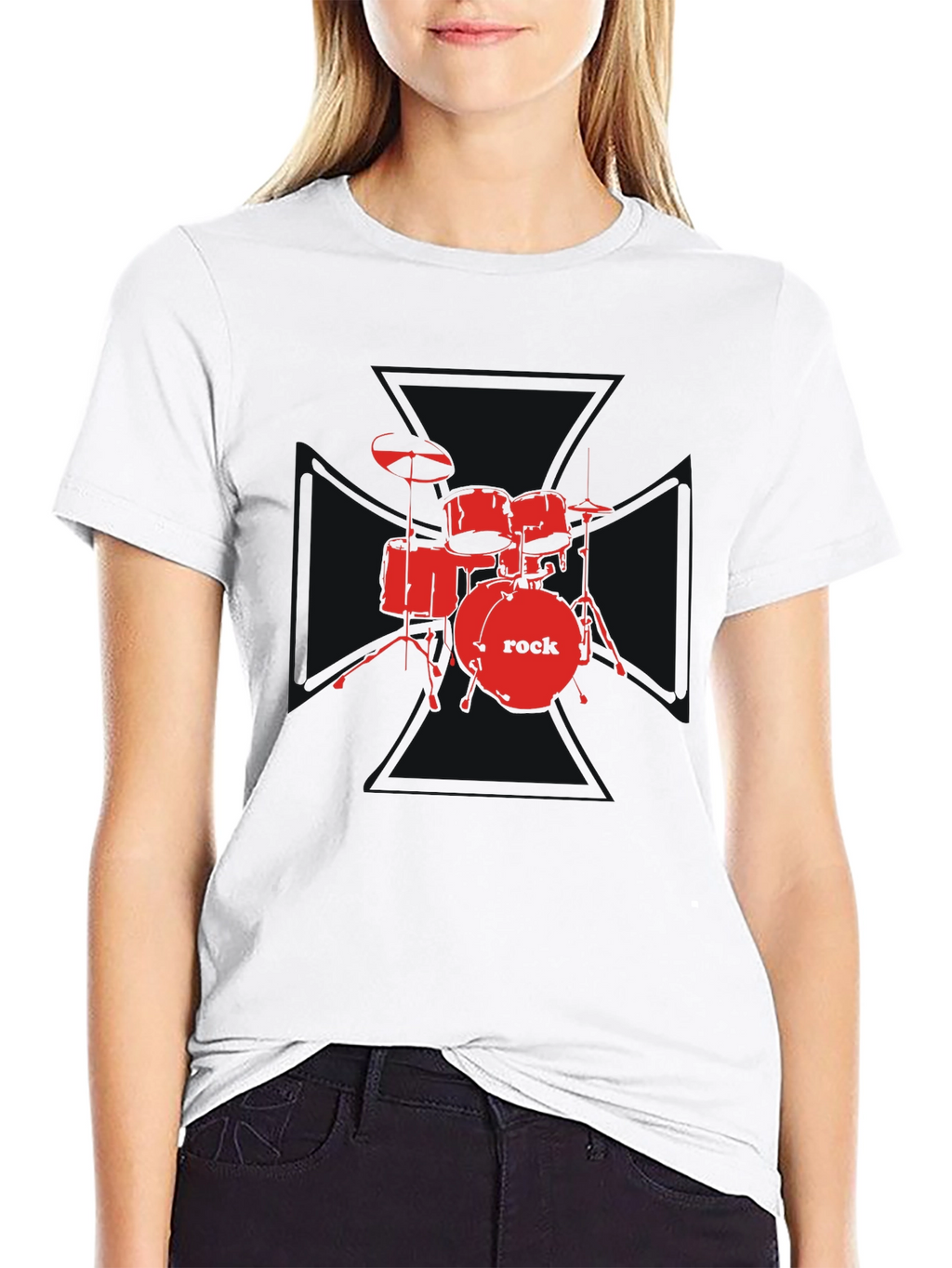 Rock Drum Set Graphic Tee - Black