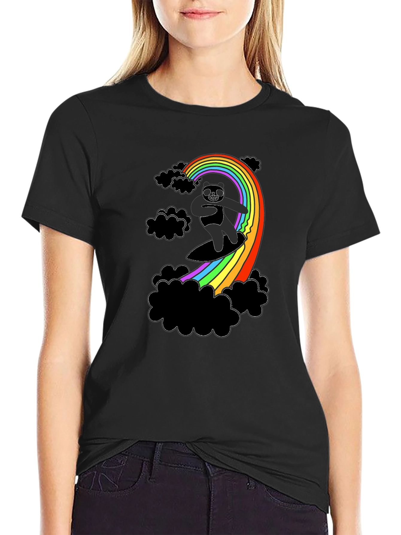 Rainbow Surfing Panda T-Shirt