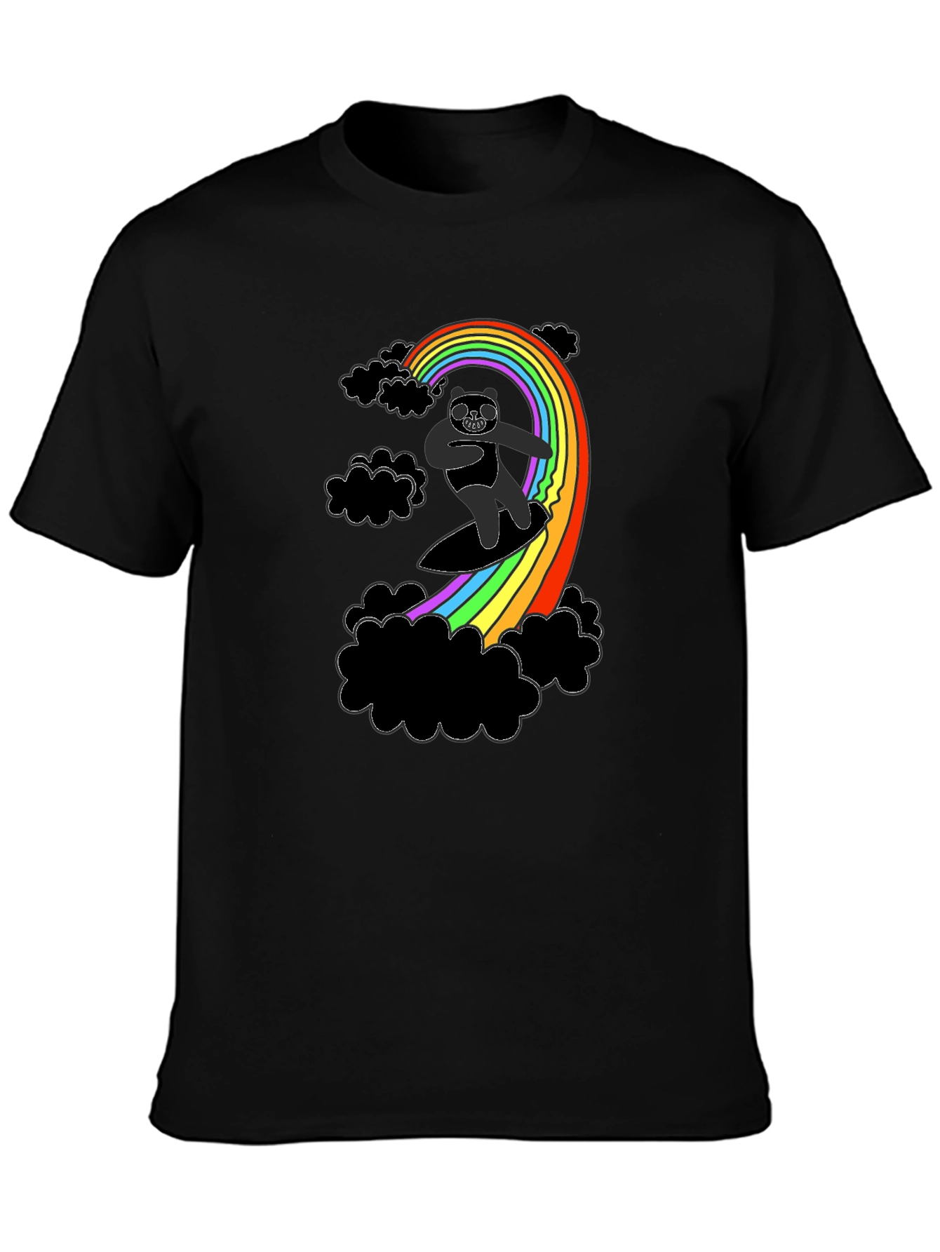 Rainbow Surfing Panda T-Shirt
