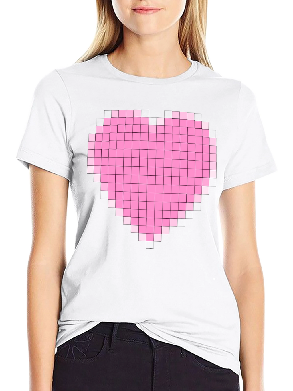 Pixel Heart Graphic Black T-Shirt
