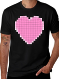 Pixel Heart Graphic Black T-Shirt