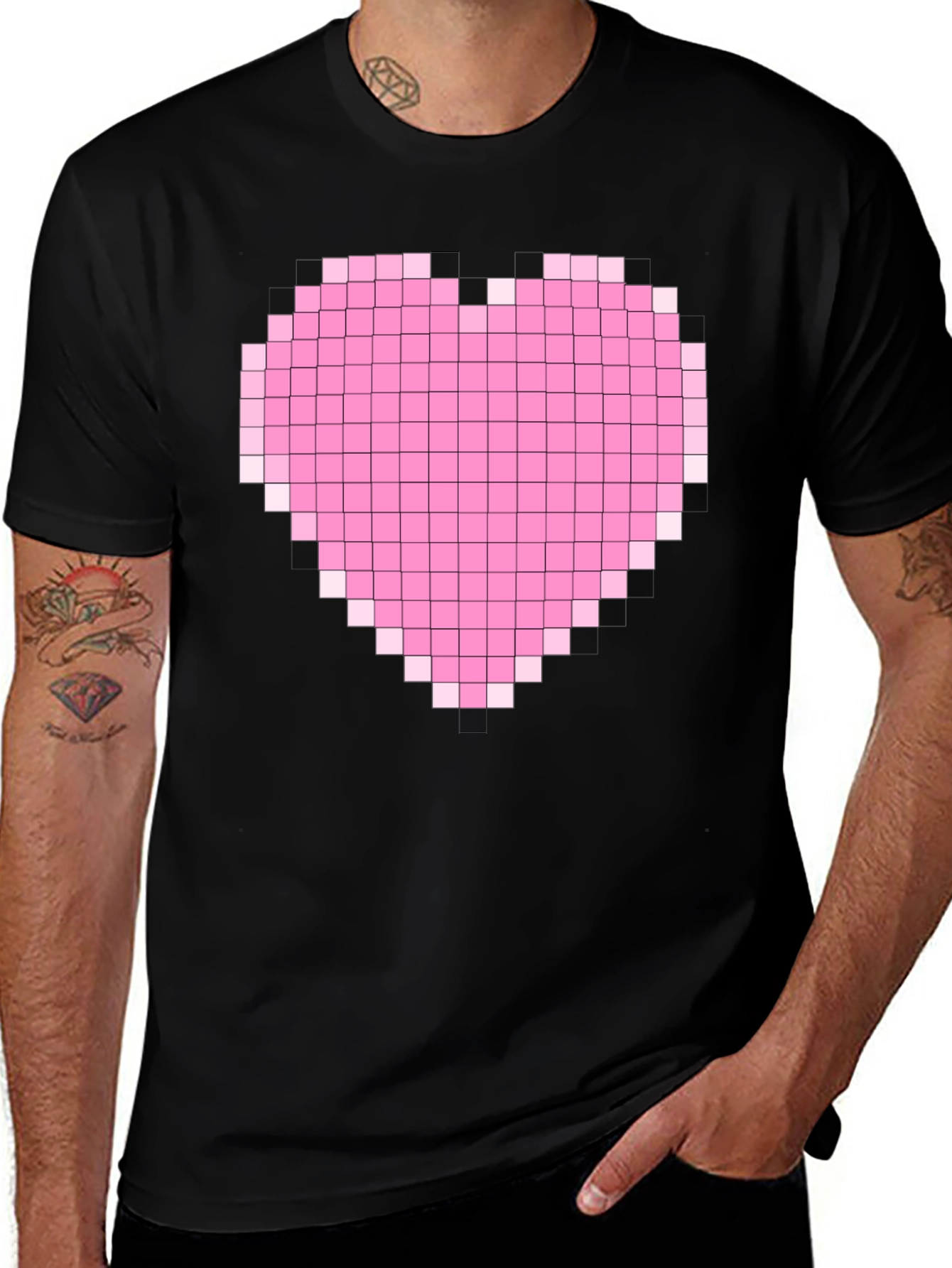 Pixel Heart Graphic Black T-Shirt