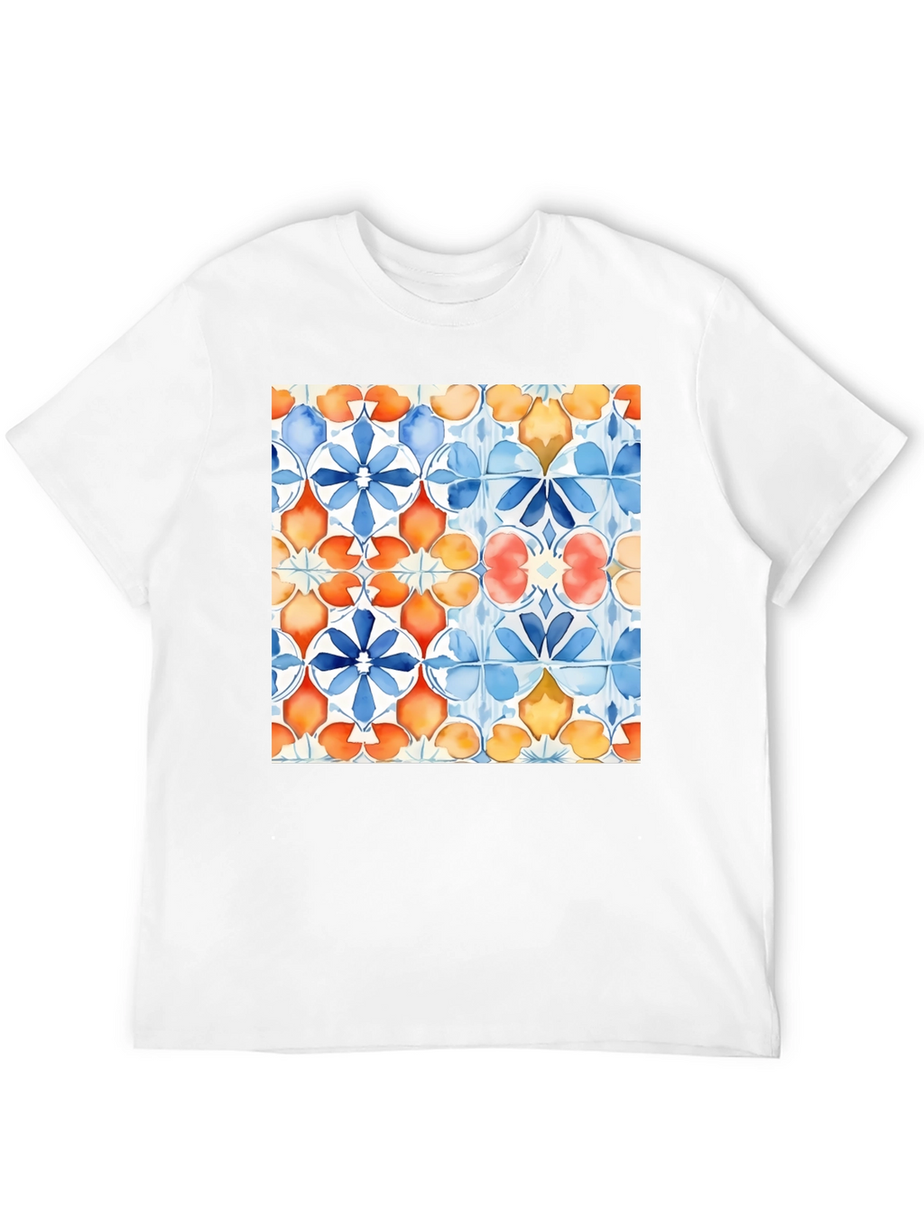 Azulejo Style Graphic Tee - Trendy Black T-Shirt