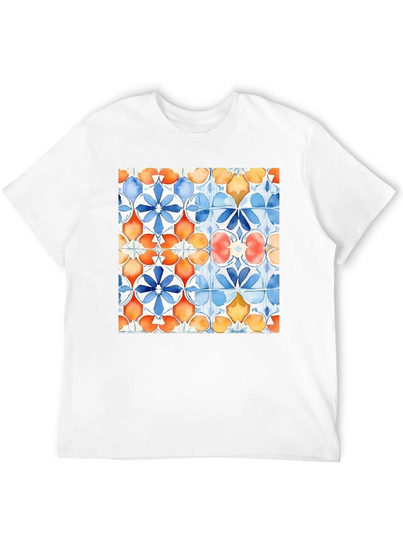 Azulejo Style Graphic Tee - Trendy Black T-Shirt