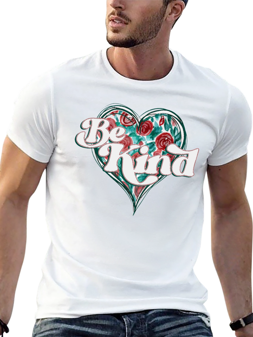 Be Kind Floral Heart Graphic T-Shirt