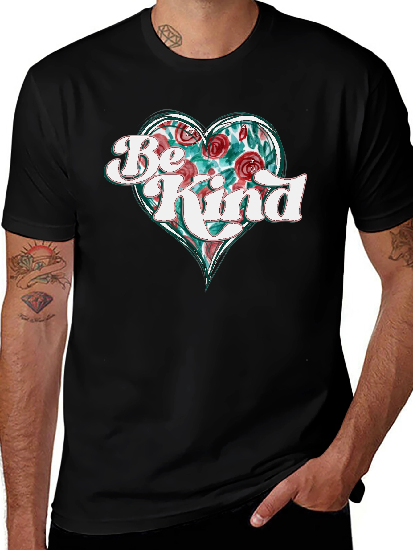 Be Kind Floral Heart Graphic T-Shirt
