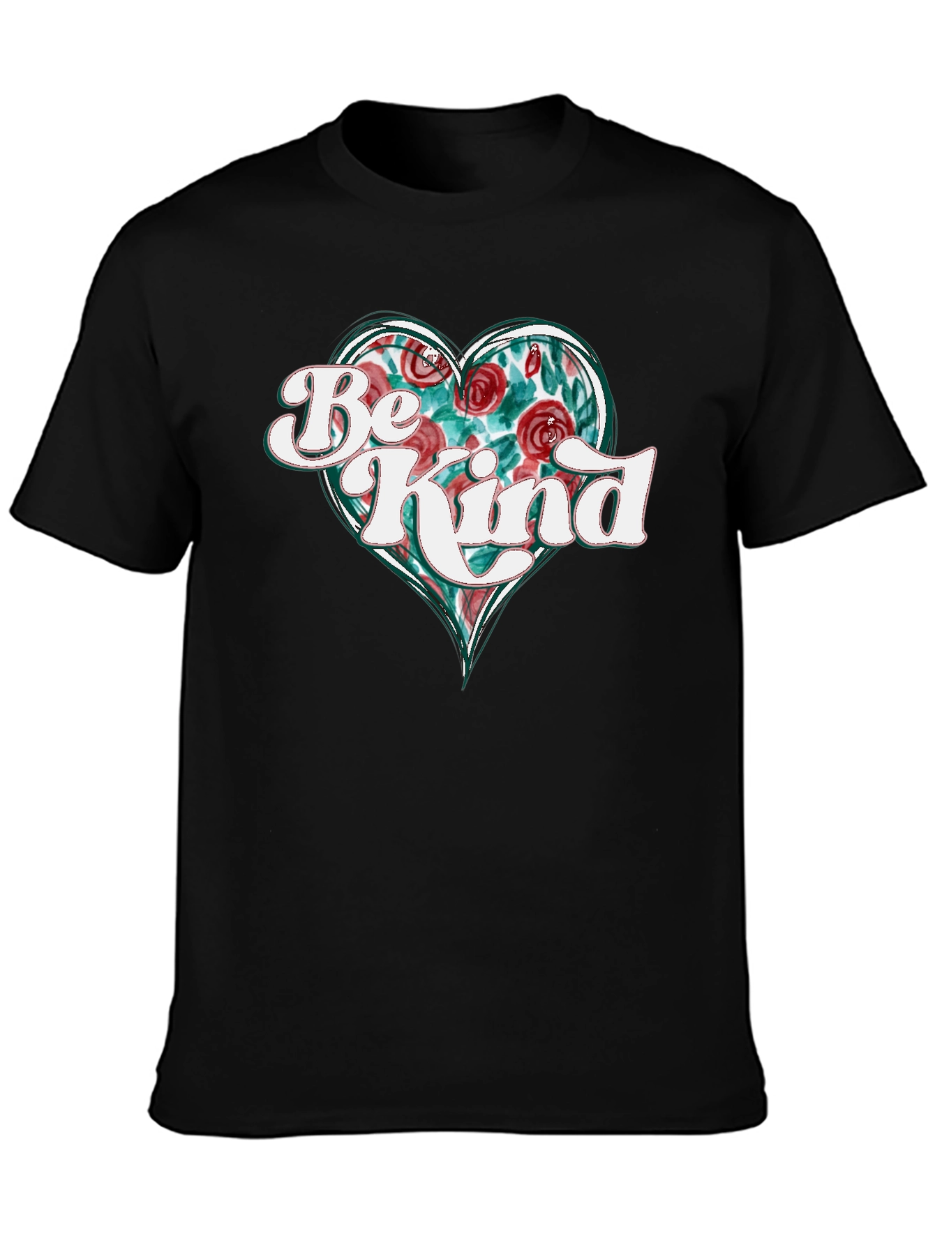 Be Kind Floral Heart Graphic T-Shirt