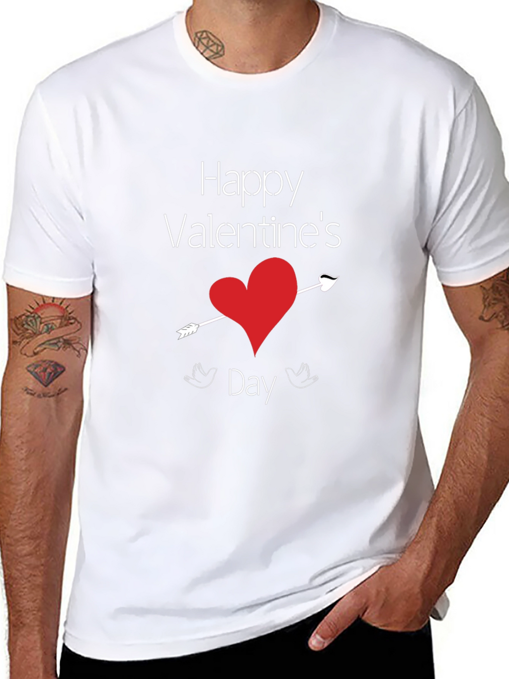 Valentines Day Heart Arrow Black T-Shirt