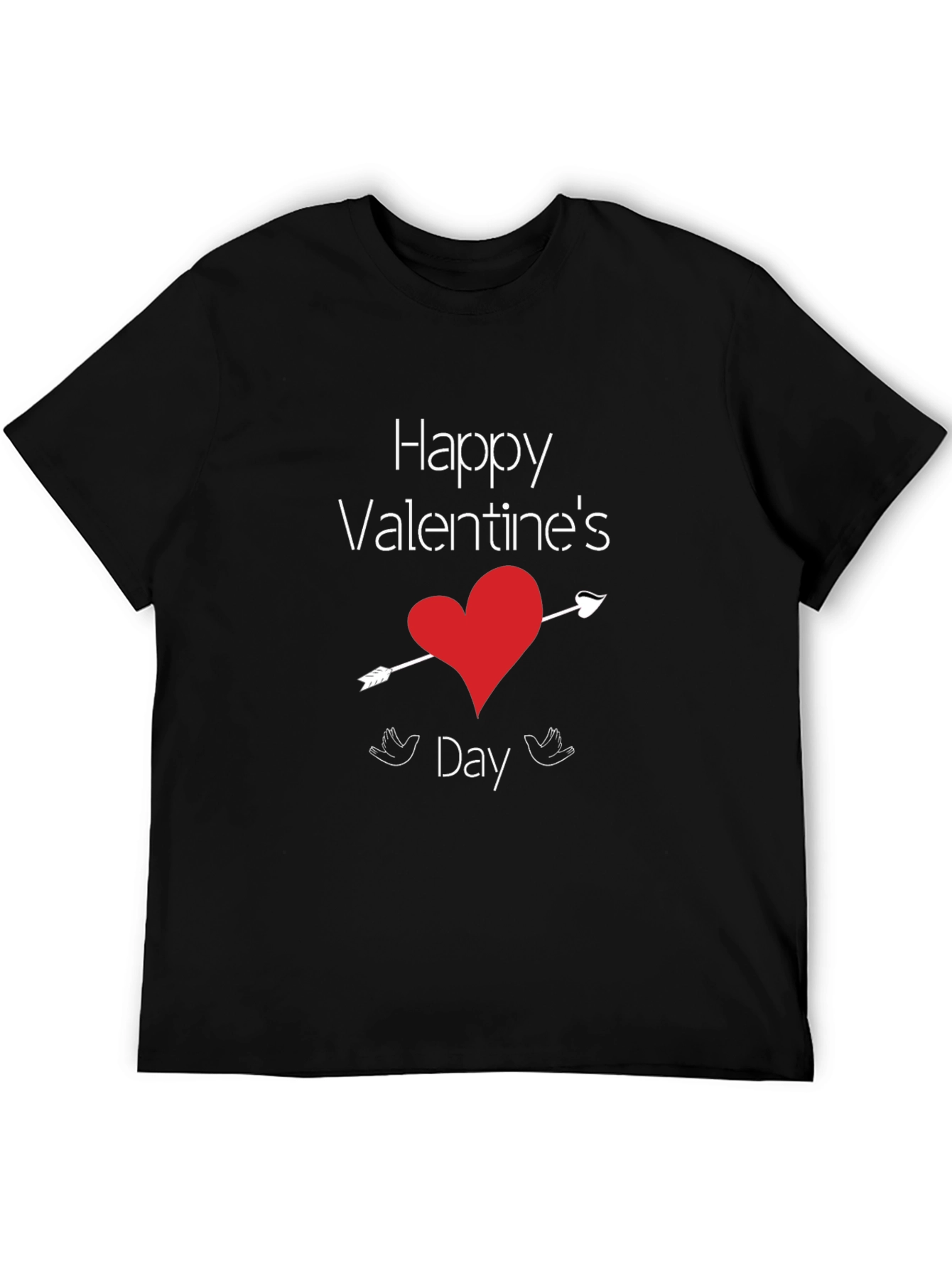 Valentines Day Heart Arrow Black T-Shirt
