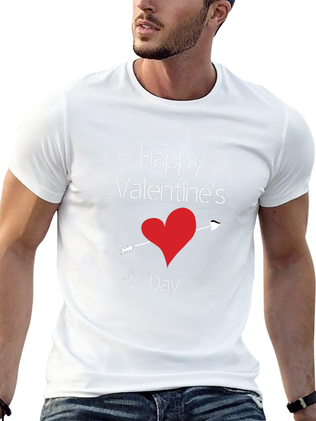 Valentines Day Heart Arrow Black T-Shirt