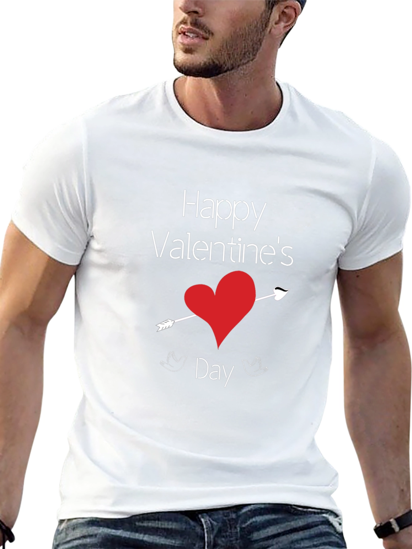Valentines Day Heart Arrow Black T-Shirt