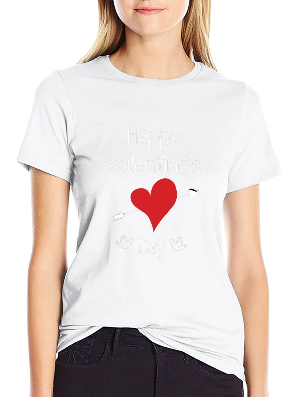 Valentines Day Heart Arrow Black T-Shirt