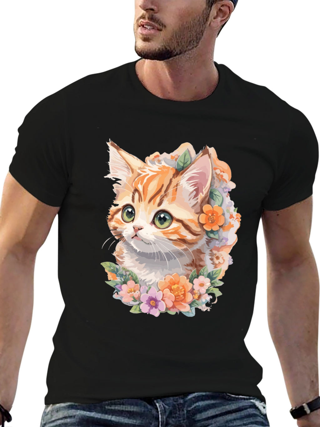 Floral Kitten T-Shirt - Unique Cat Lover Gift