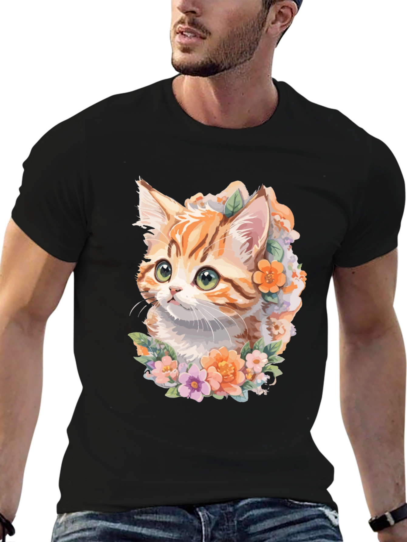 Floral Kitten T-Shirt - Unique Cat Lover Gift