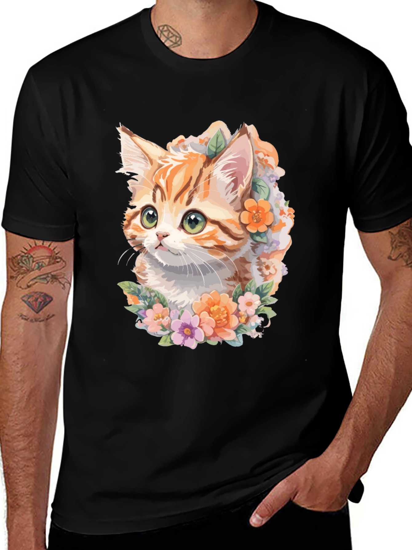 Floral Kitten T-Shirt - Unique Cat Lover Gift