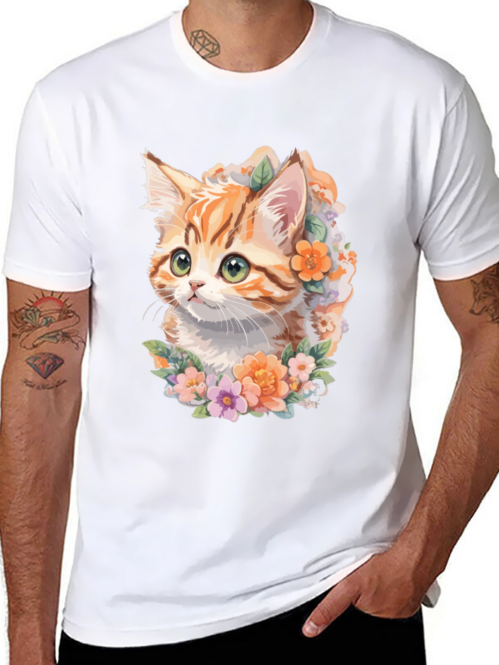 Floral Kitten T-Shirt - Unique Cat Lover Gift