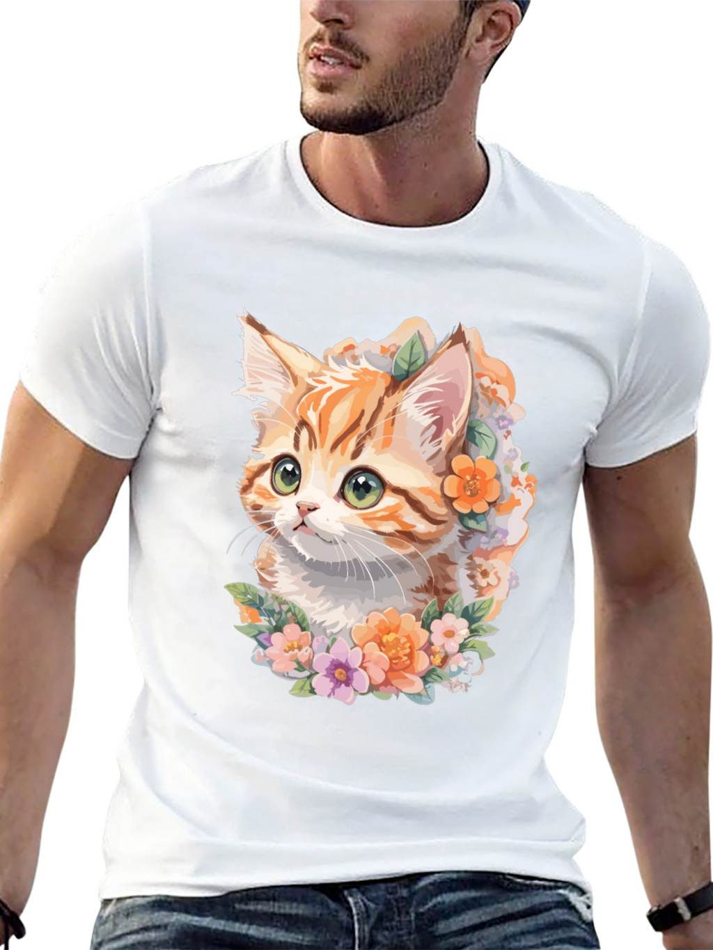 Floral Kitten T-Shirt - Unique Cat Lover Gift