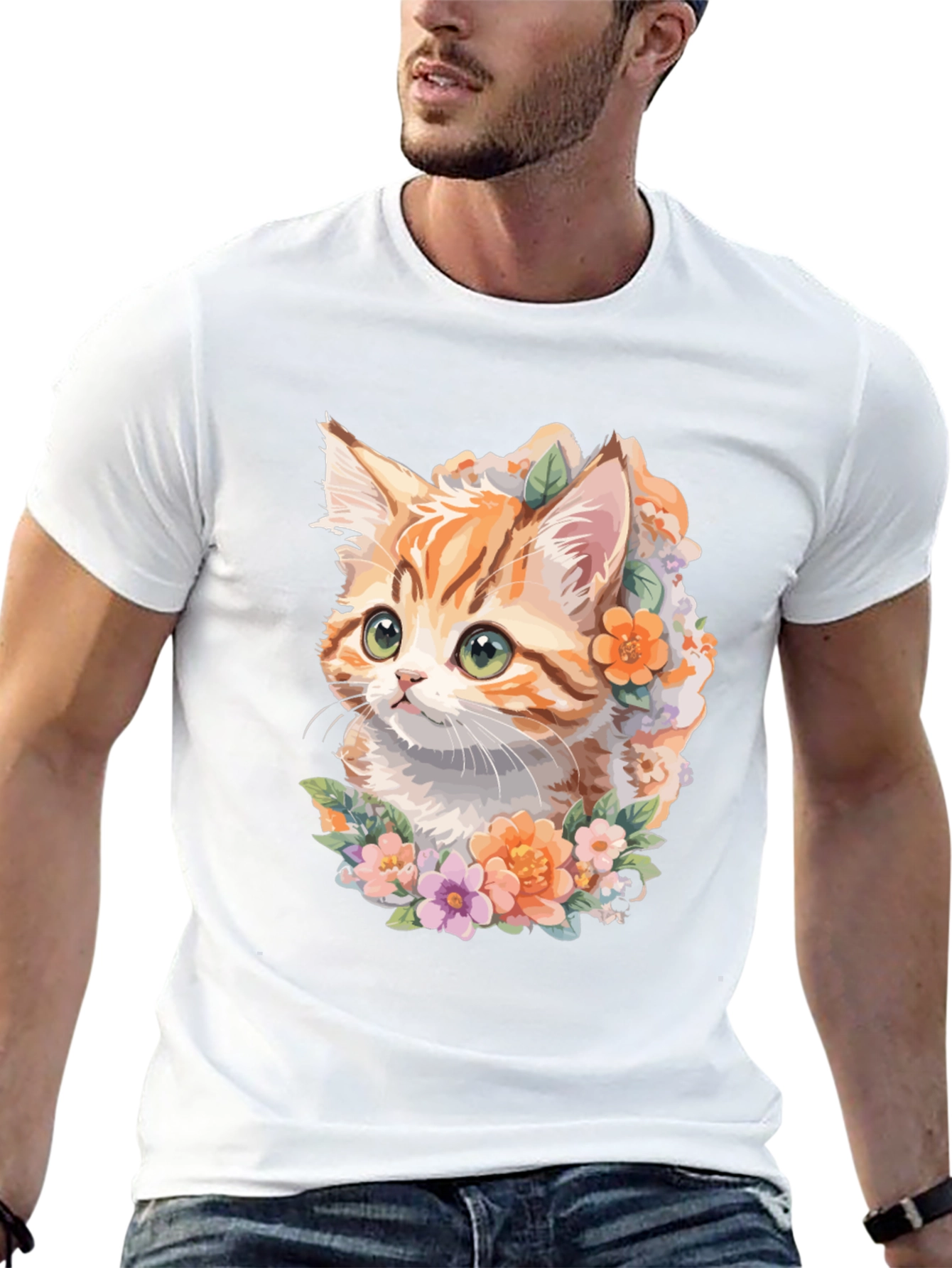 Floral Kitten T-Shirt - Unique Cat Lover Gift