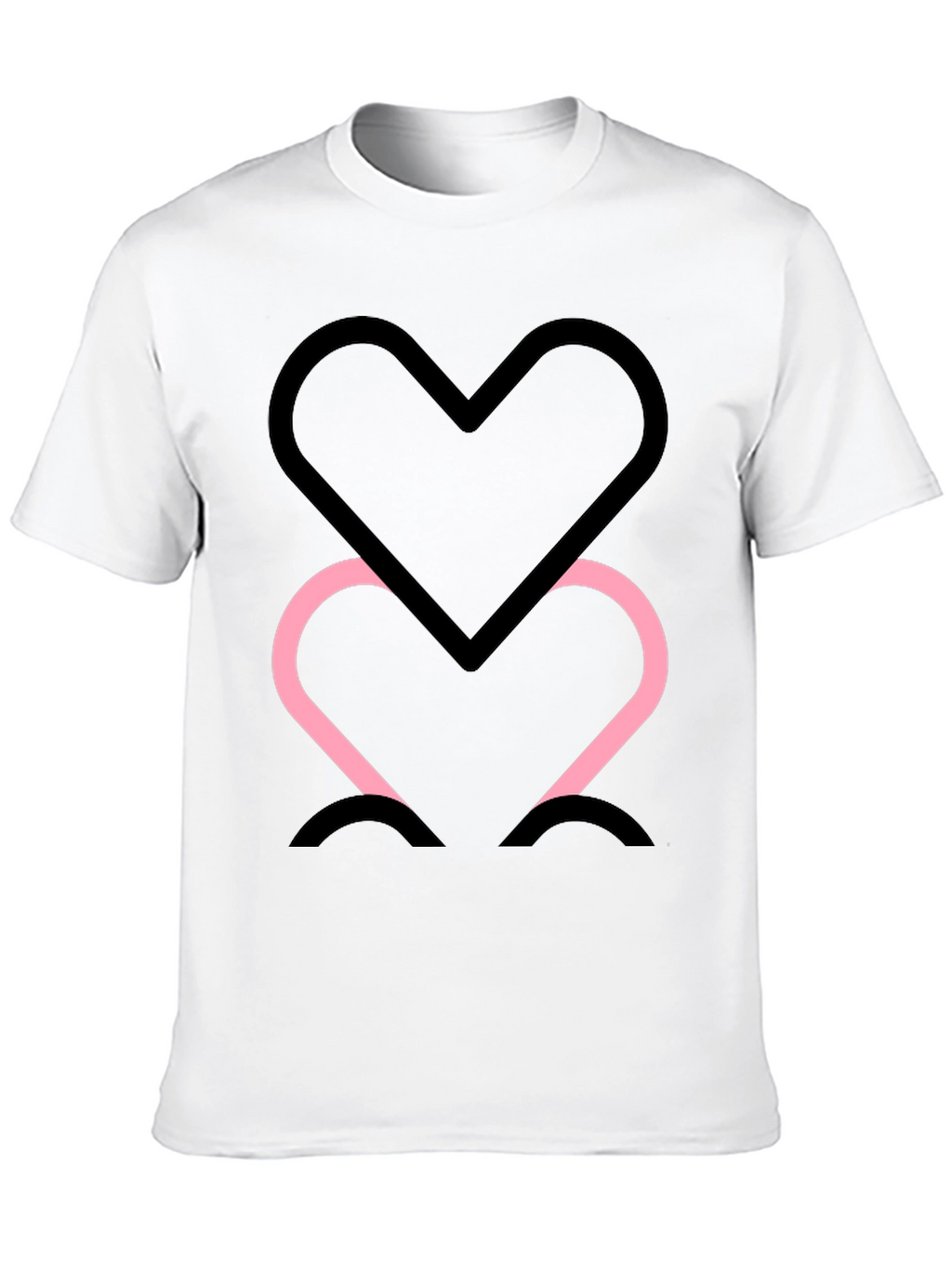 Black Tee with Two Heart Outline Graphic