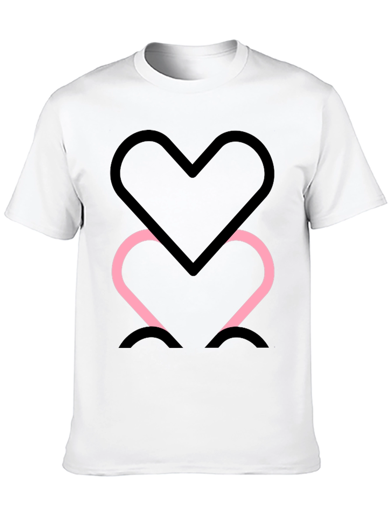Black Tee with Two Heart Outline Graphic