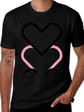 Black Tee with Two Heart Outline Graphic