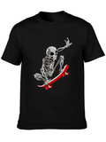 Skeleton Skateboarder Graphic Tee - Black