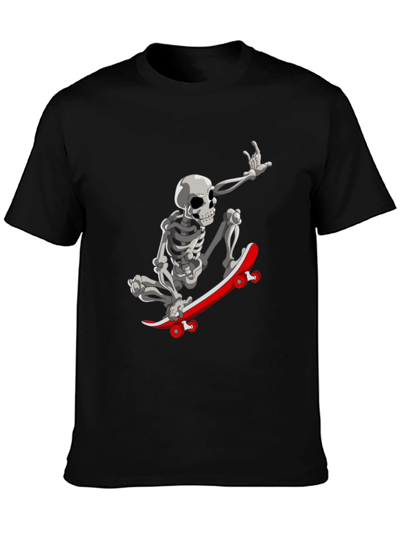 Skeleton Skateboarder Graphic Tee - Black