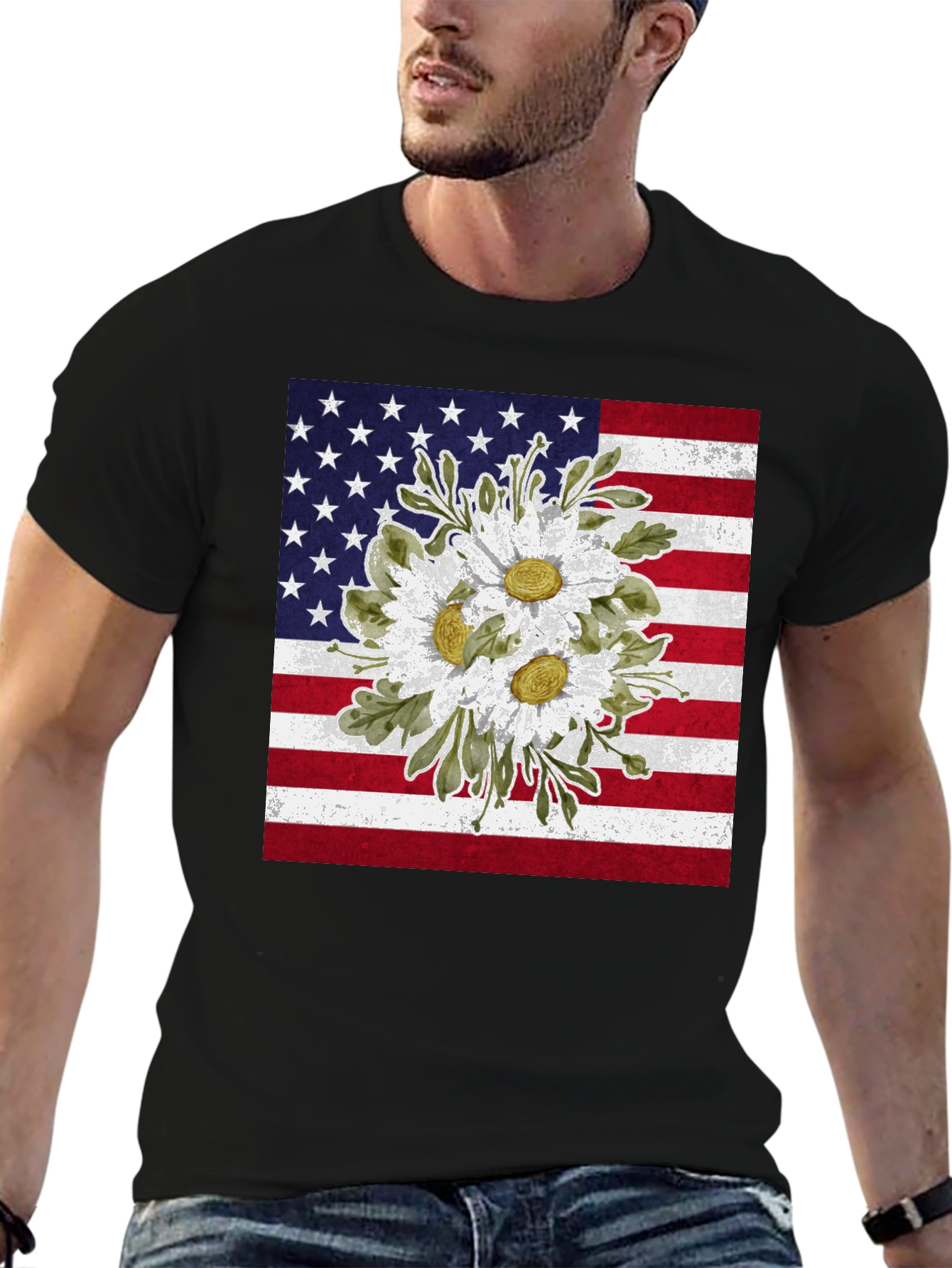 American Flag Floral T-Shirt