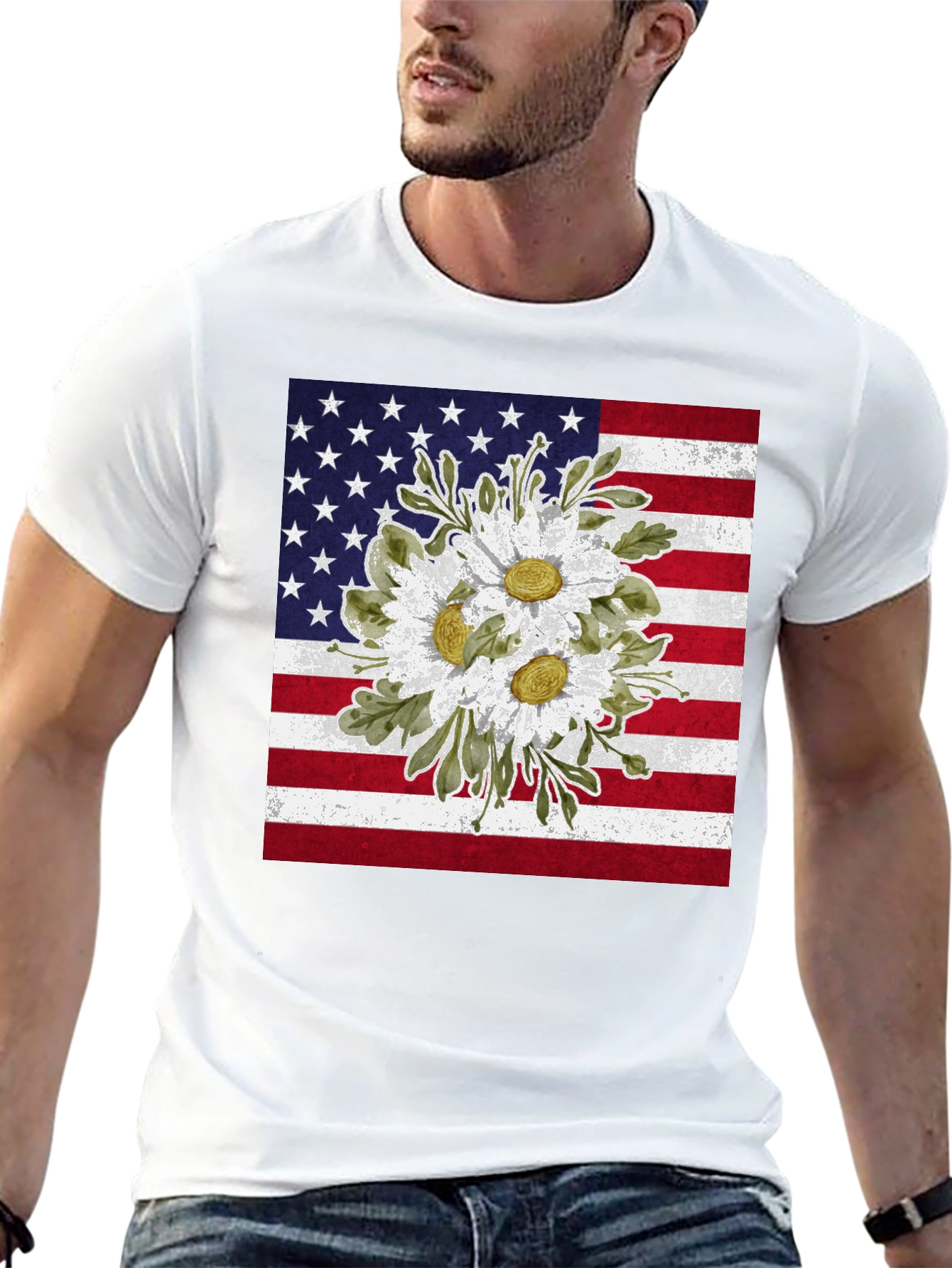 American Flag Floral T-Shirt