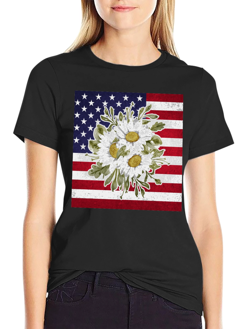 American Flag Floral T-Shirt