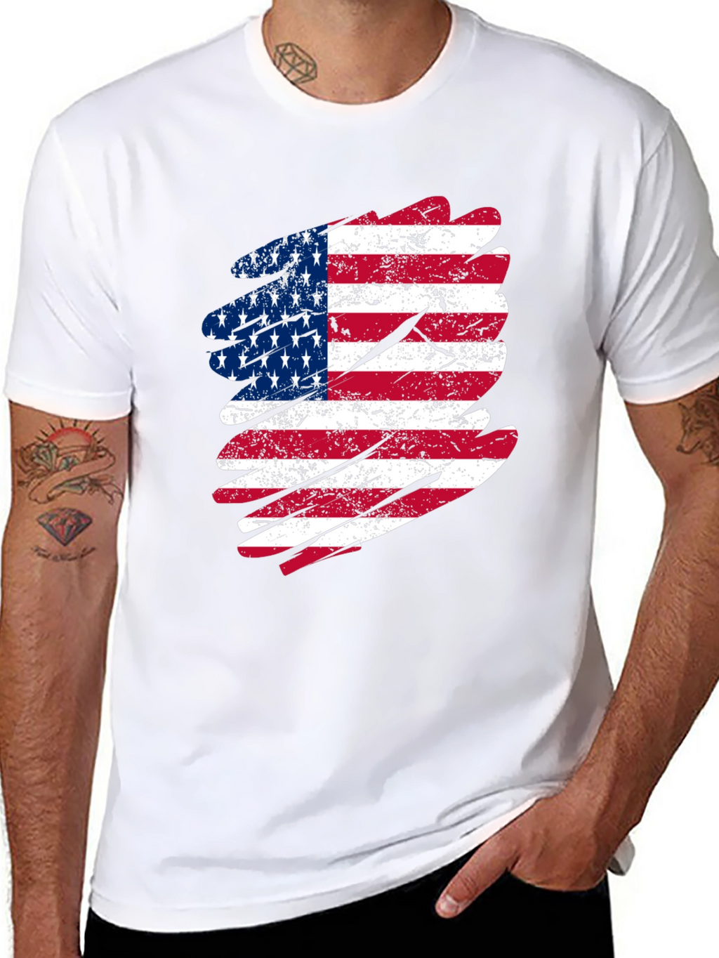 USA Flag Graphic Tee - Patriotic Black T-Shirt