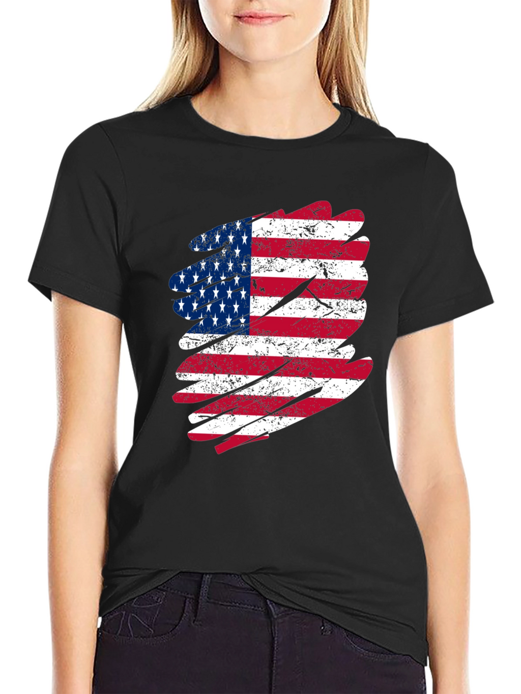 USA Flag Graphic Tee - Patriotic Black T-Shirt
