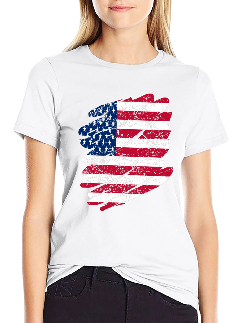 USA Flag Graphic Tee - Patriotic Black T-Shirt