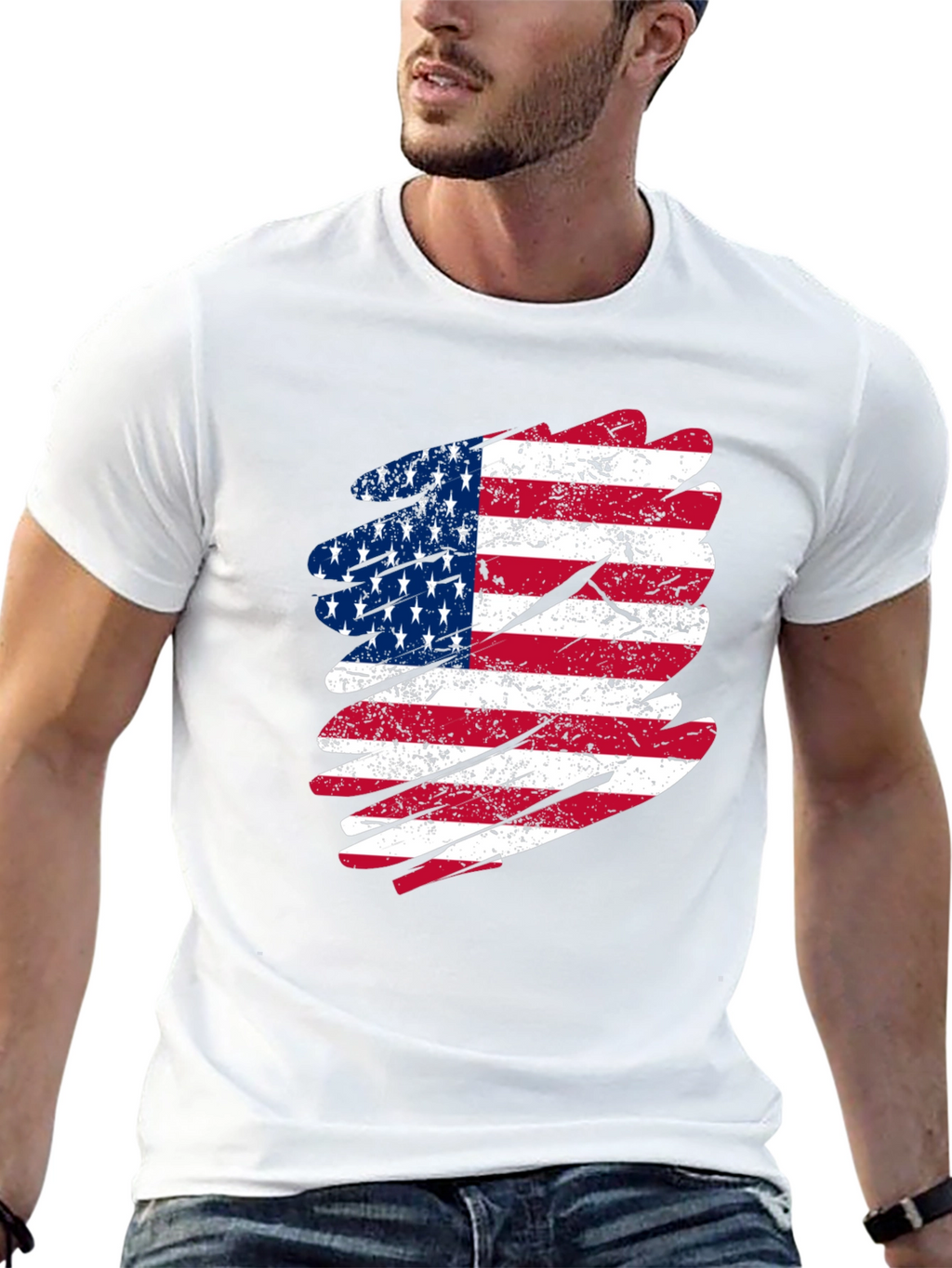 USA Flag Graphic Tee - Patriotic Black T-Shirt