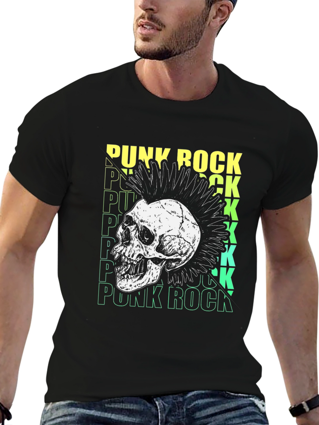 Punk Rock Skull Graphic Tee