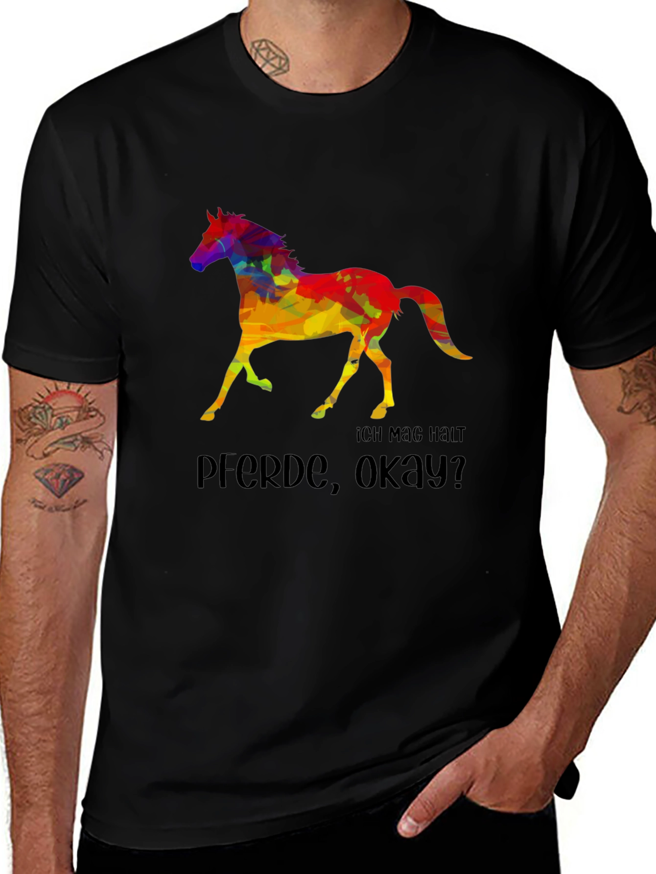Colorful Horse Graphic T-Shirt - Ich Mag Halt Pferde Okay?